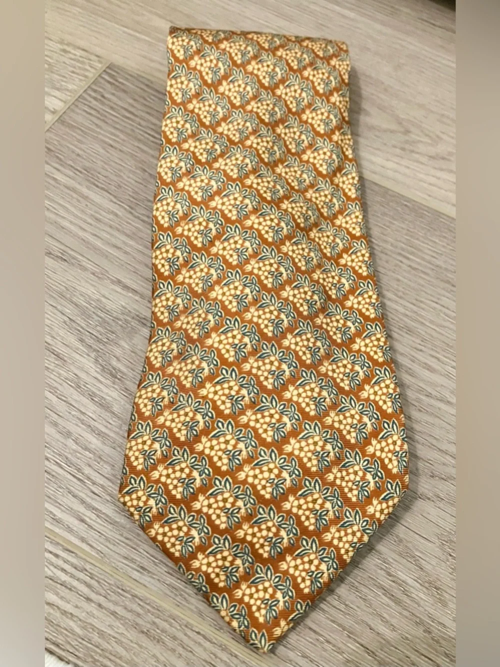 Vintage Fendi Roma Silk Tie Rust Floral Italy Men's Designer Luxury Necktie